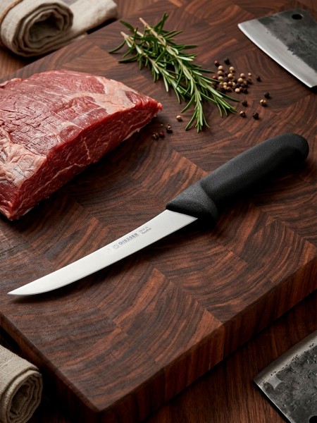 Нож обвалочный профессиональный 15 см, гибкий, для обвалки и разделки мяса, ручка TPE, Giesser. (2615 15)