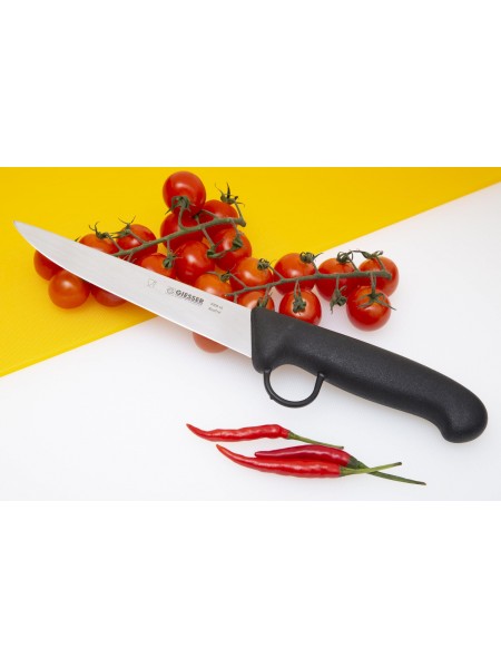 Нож жиловочный профессиональный для отделения жил от мяса, 16 см, со стопором, ручка TPE Bodyguard, Giesser. (3008 16)