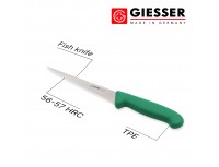 Нож для разделки трески, 18 см, ручка TPE зеленая, Giesser. (3055 18 gr)