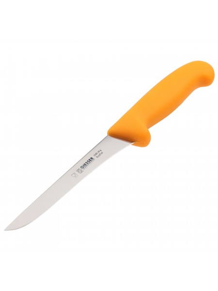 Нож обвалочный профессиональный 16 см, для обвалки и разделки мяса, ручка TPE желтая, Giesser. (3105 16 g)