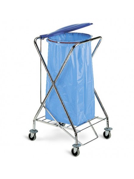 Тележка Dust, хромированная с педалью и крышкой, для мусорного мешка (4020)