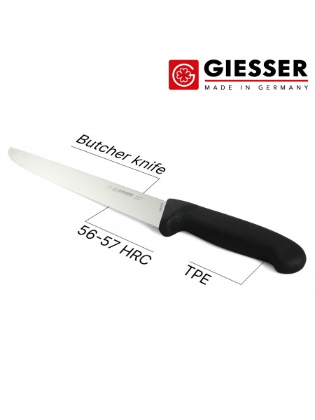 Нож разделочный профессиональный 21 см, для обвалки и разделки мяса, ручка TPE, Giesser. (4025 21)