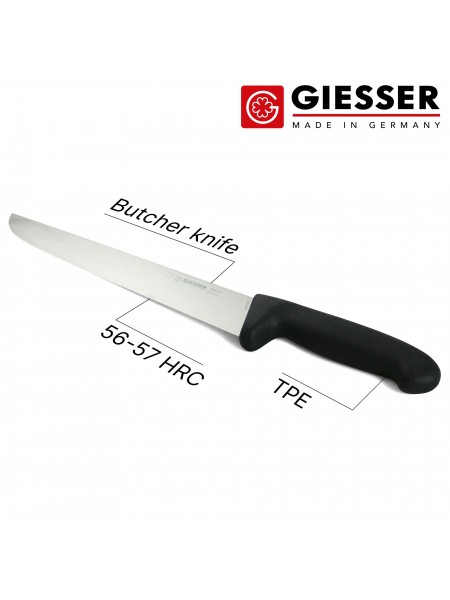 Нож разделочный профессиональный 27 см, для обвалки и разделки мяса, ручка TPE, Giesser. (4025 27)