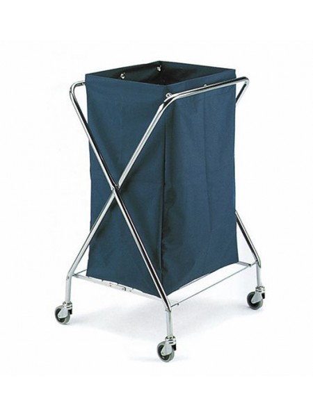 Тележка для сбора белья, большая, хромир с пластифицированным мешком 180 л, на колесах (4051)