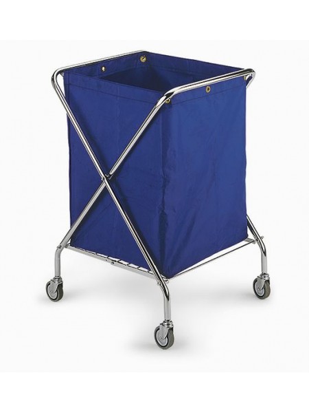 Тележка для сбора белья, низкая, хромир с пластифицированным мешком 150 л, на колесах (4055)