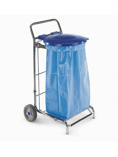 Тележка DUST с педалью и синей крышкой для наружного использования (4100)