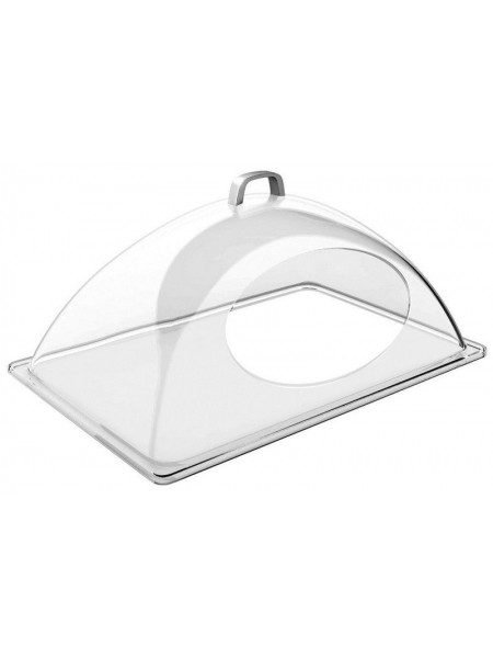Крышка пластиковая для гастроемкости, корзины, 33х28х17 см (1/2), с отверстием, прозрачная, Paderno. (41419-12)