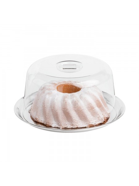 Блюдо металлическое с пластиковой крышкой, 27х12,5 см, Paderno. (41422-27)