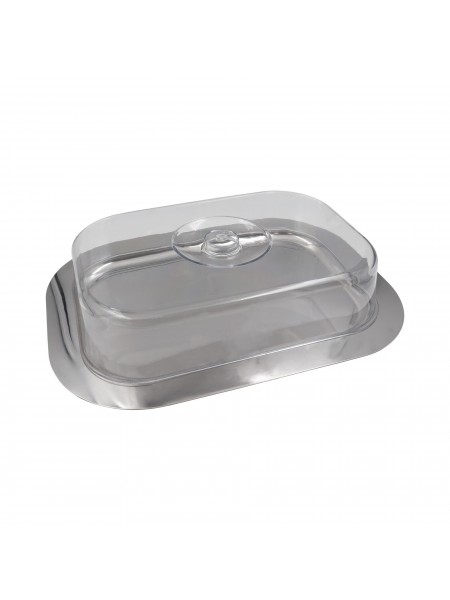 Блюдо металлическое с пластиковой крышкой, 42x31x8,5см, Paderno. (41422-42)