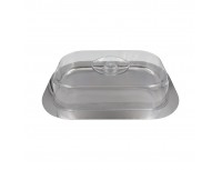 Блюдо металлическое с пластиковой крышкой, 42x31x8,5см, Paderno. (41422-42)