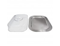 Блюдо металлическое с пластиковой крышкой, 42x31x8,5см, Paderno. (41422-42)