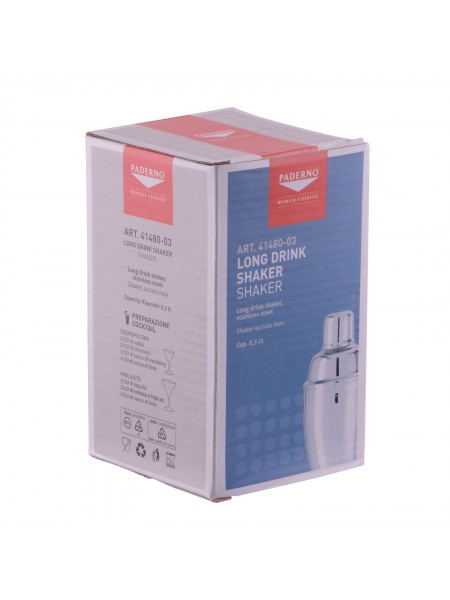 Шейкер барный для коктейлей, 0.5л, нержавеющая сталь, Paderno. (41480-05)
