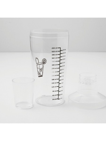 Шейкер барный для коктейлей, 0.45 л, прозрачный, полистирол, Paderno. (41483-04)