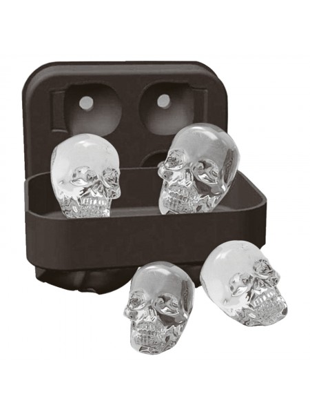 Форма для льда, 11х8х5 см, череп, 4 ячейки, силикон, Paderno. (41515-05)