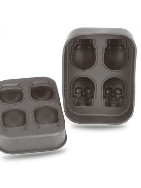 Форма для льда, 11х8х5 см, череп, 4 ячейки, силикон, Paderno. (41515-05)