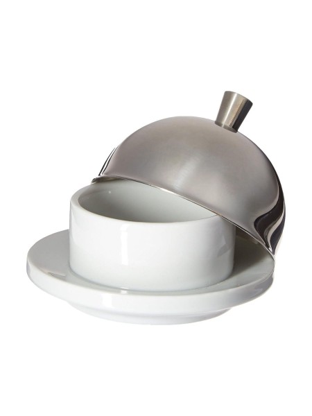 Масленка фарфоровая с металлической крышкой, D-9 см, Paderno. (41561-09)