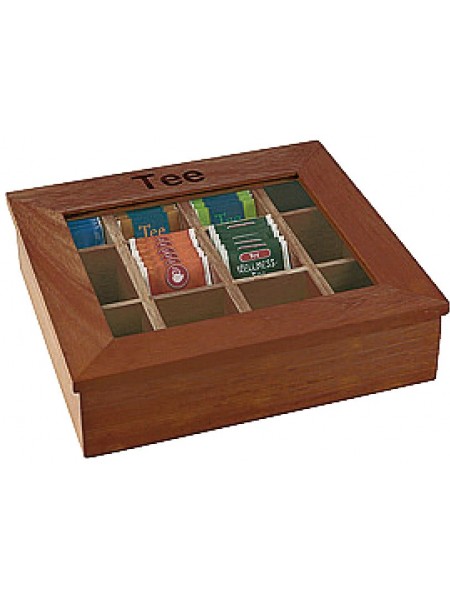 Коробка для чайных пакетиков, 31х28х9 см, темное дерево, Paderno. (41614-36)