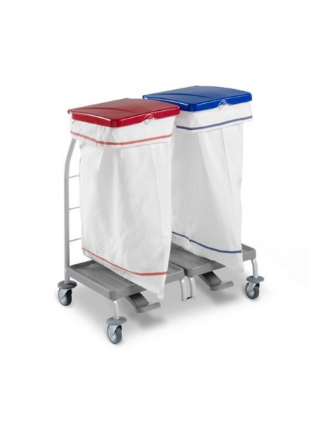 Тележка для горничных, пластиковая с педалью и крышкой. (4163)