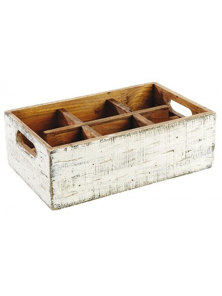 Подставка для сервировки специй, 6 отделений, 27х17х10 см, белая, дерево, Paderno. (41639-40)