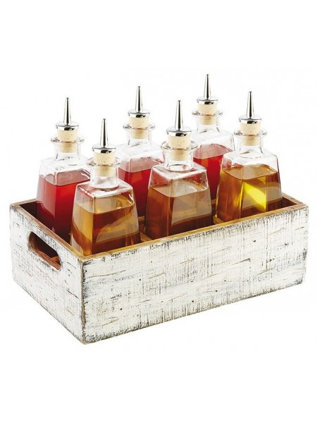 Подставка для сервировки специй, 6 отделений, 27х17х10 см, белая, дерево, Paderno. (41639-40)