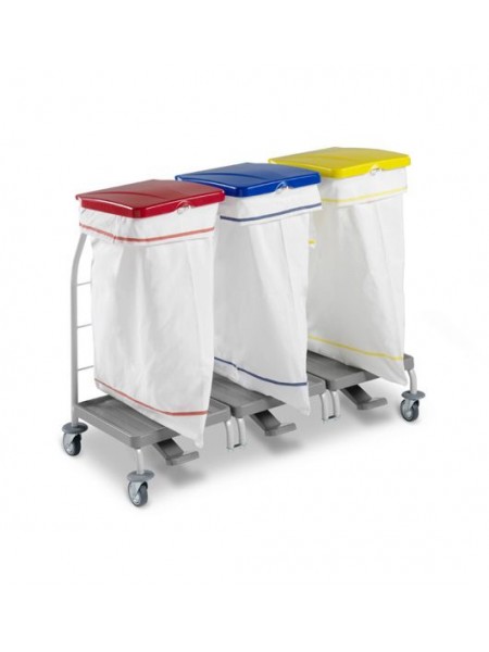 Тележка для горничных, для сбора отходов, с педалью, 3*70 л. (4165)