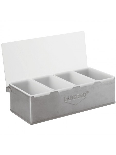 Контейнер барный, 32х16х10 см, 4 секции, нерж.сталь, Paderno. (41782-04)