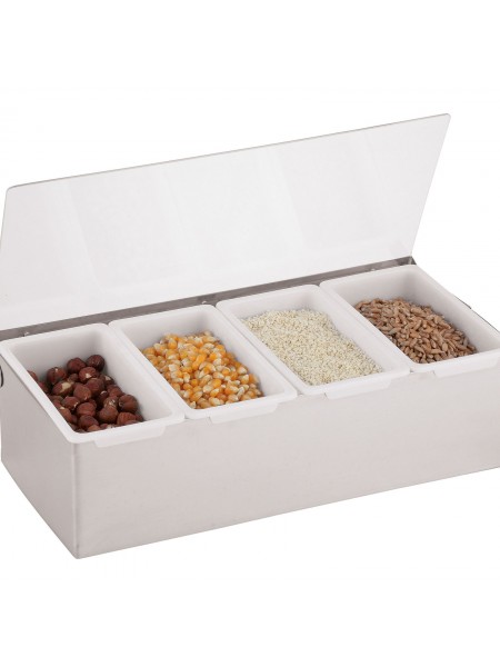 Контейнер барный, 32х16х10 см, 4 секции, нерж.сталь, Paderno. (41782-04)