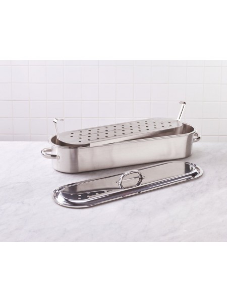Котел для рыбы с паровой вставкой и крышкой, 46х15,5х10,5 см, нержавеющая сталь, Paderno. (41964-45)
