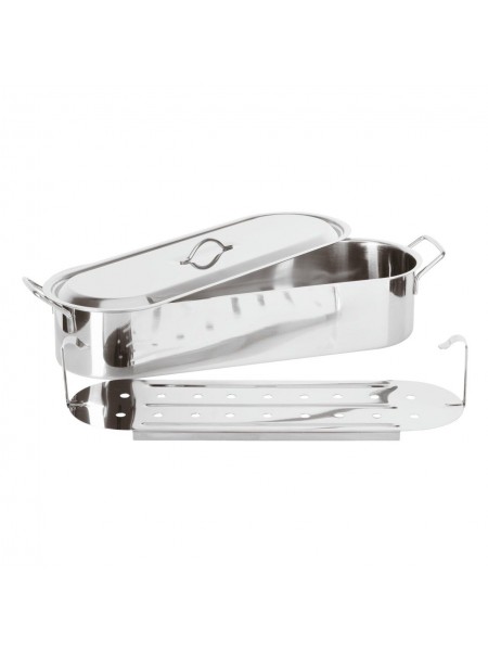 Котел для рыбы с паровой вставкой и крышкой, 61,5х18,5х11 см, нержавеющая сталь, Paderno. (41964-60)