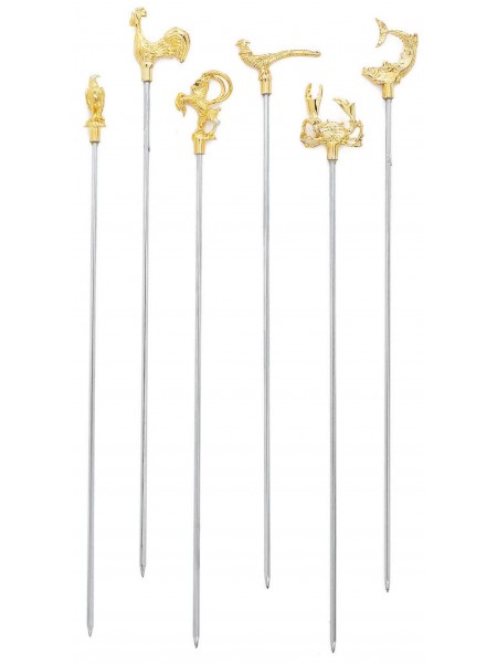 Набор шпажек 30 см, с фигурами животных, 6 штук, нержавеющая сталь, Paderno. (42529-06)