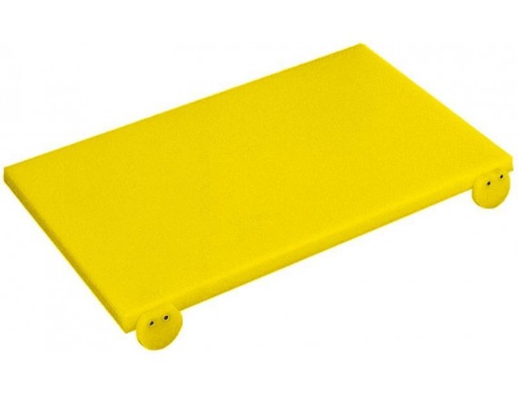 Желтая поварская разделочная доска со стопорами, 60х40х2 см, полиэтилен, Paderno. (42544-01)