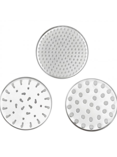 Пресс для овощей универсальный, D-8,5 см, 3 диска с отверстиями 2,4-4,4-6,5 мм, нержавеющая сталь, Paderno. (42566-03)