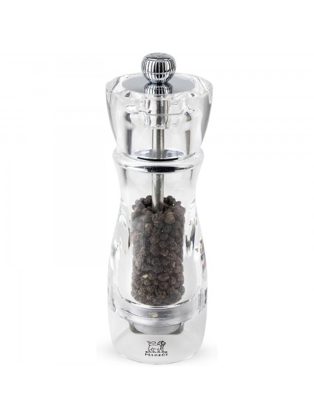 Мельница для перца, 16 см, Vittel, акриловая, прозрачная, ручная многоразовая, Peugeot. (42796P16)