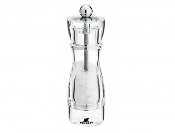 Мельница для соли, 16 см, Vittel, акриловая, прозрачная, ручная многоразовая, Peugeot. (42796S16)