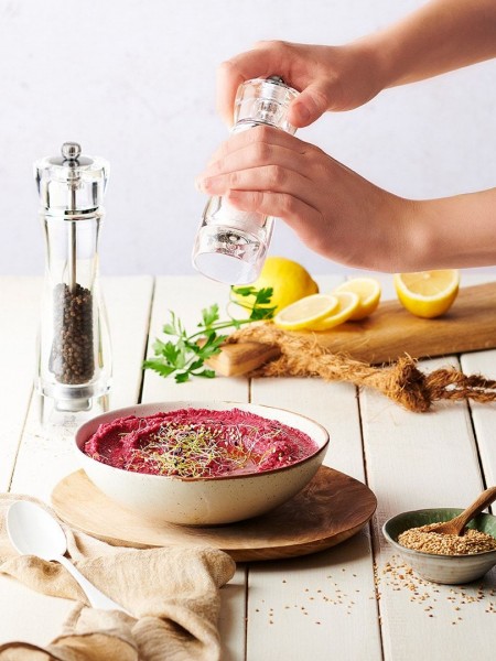 Мельница для соли, 16 см, Vittel, акриловая, прозрачная, ручная многоразовая, Peugeot. (42796S16)