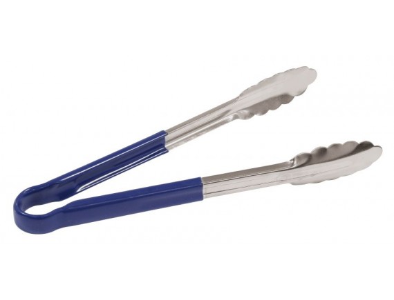 Щипцы кухонные универсальный, 25 см, нержавеющая сталь, с синими пластиковыми накладками на ручки, Paderno. (42854B25)