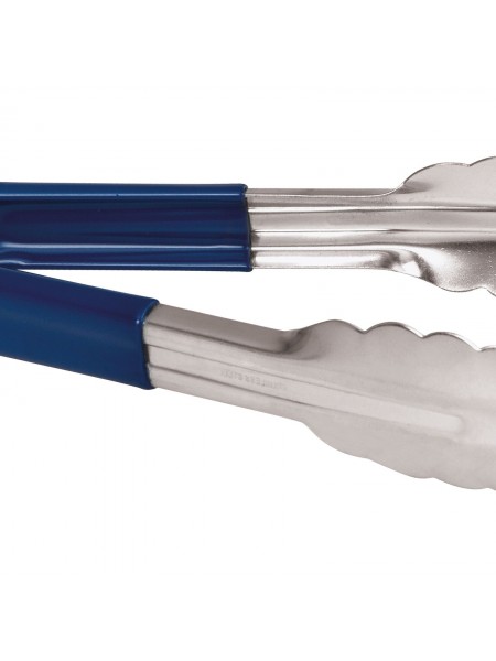 Щипцы кухонные универсальный, 25 см, нержавеющая сталь, с синими пластиковыми накладками на ручки, Paderno. (42854B25)