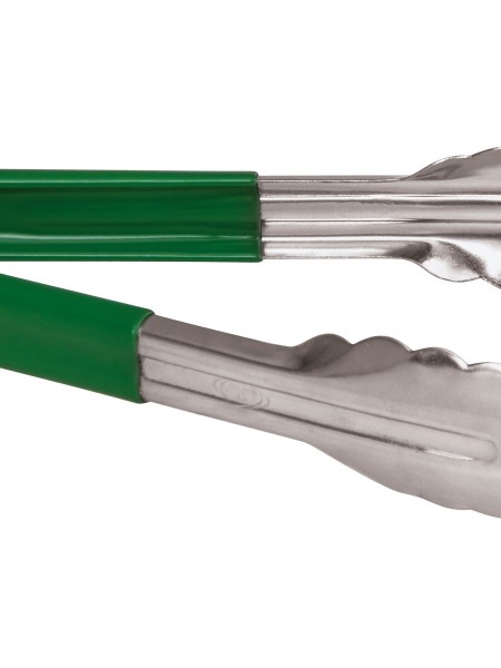 Щипцы кухонные универсальный, 25 см, нержавеющая сталь, с зелеными пластиковыми накладками на ручки, Paderno. (42854G25)