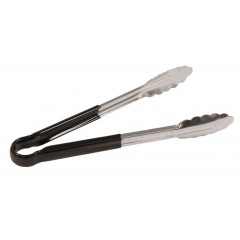 Щипцы кухонные универсальные, 25 см, нержавеющая сталь, с черными пластиковыми накладками на ручки, Paderno. (42854K25)
