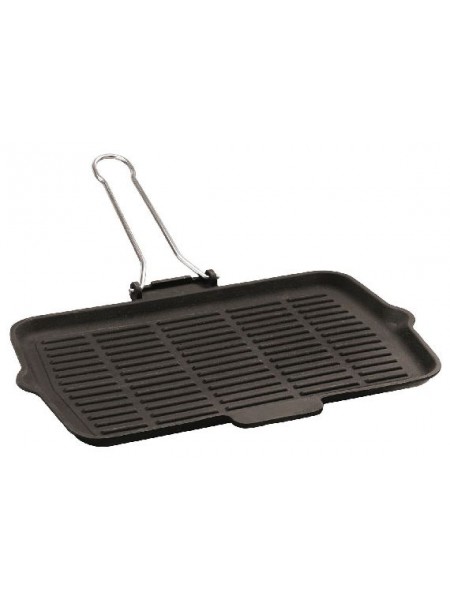 Сковорода гриль чугунная прямоугольная,21х36 см, ручка нерж.сталь, Lava (44213-36)