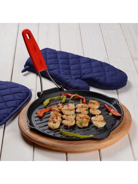 Сковорода гриль чугунная, D-23 см, ручка нерж.сталь, Lava. (44214-25)