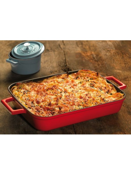 Противень для запекания, с ручками, 22х30 см, красный, эмалированный чугун, Lava. (44218R30)