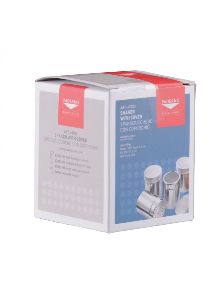 Шейкер для специй, 7х9 см, 0.3 л, крупное отверстие, нерж.сталь, Paderno. (47023-03)