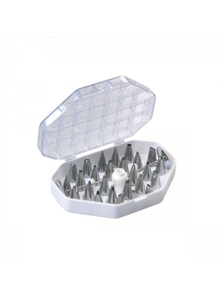 Набор кондитерских насадок, в пластиковом кейсе, 29 предметов, нержавеющая сталь, Paderno. (47219-29)