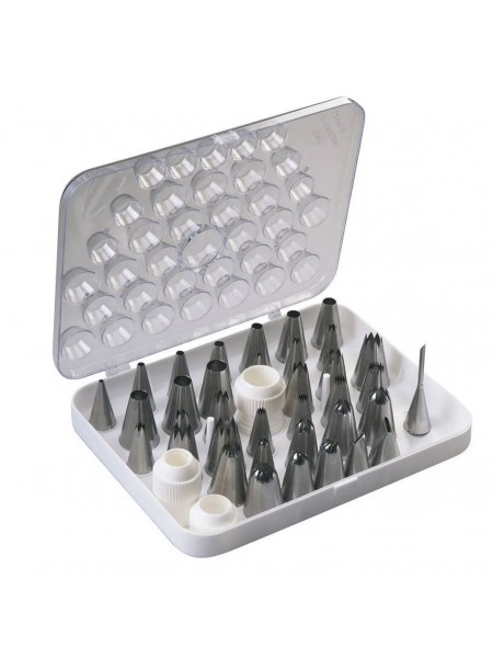Набор кондитерских насадок в пластиковом кейсе, 38 предметов, нерж.сталь, Paderno. (47219-38)