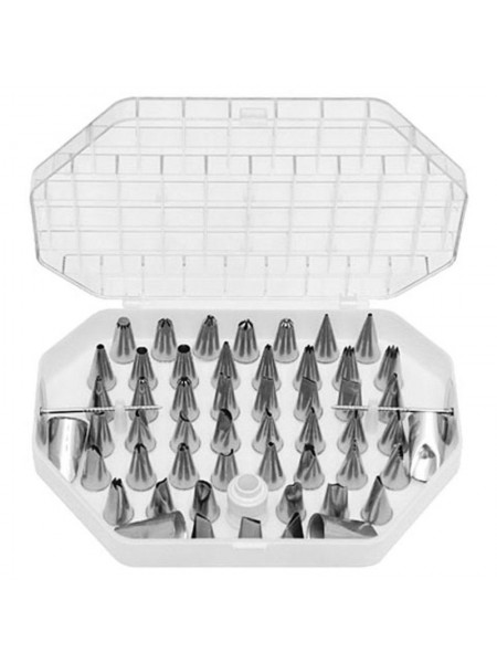 Набор кондитерских насадок, в пластиковом кейсе, 55 предметов, нерж.сталь, Paderno. (47219-55)