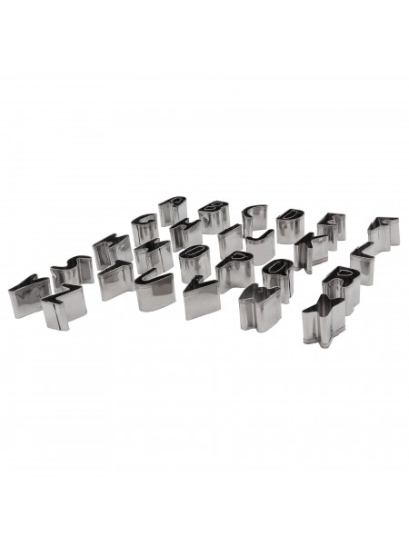 Набор вырубок форм для приготовления пряников и печенья, Английский алфавит, 2.5 см, 26 штук, нержавеющая сталь, Paderno. (47301-12)