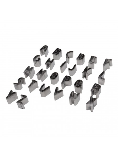 Набор вырубок форм для приготовления пряников и печенья, Английский алфавит, 2.5 см, 26 штук, нержавеющая сталь, Paderno. (47301-12)