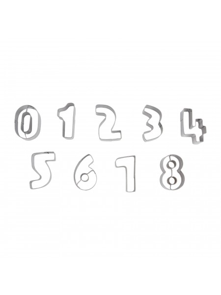 Набор вырубок форм для приготовления пряников и печенья, Цифры, 4,5 см, 9 штук, нержавеющая сталь, Paderno. (47302-10)