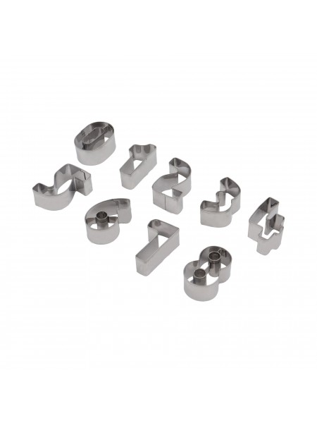 Набор вырубок форм для приготовления пряников и печенья, Цифры, 4,5 см, 9 штук, нержавеющая сталь, Paderno. (47302-10)